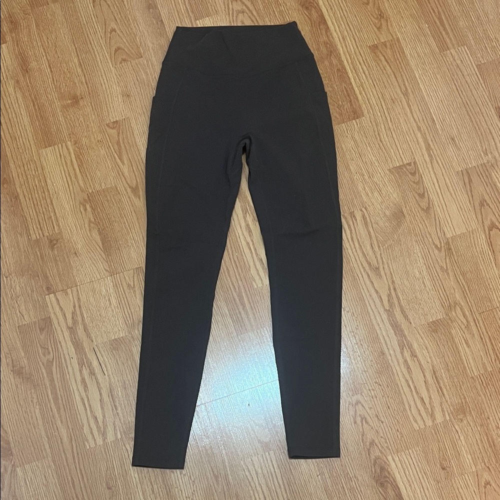 Buff Bunny High-Waist Brown Leggings with Pockets
